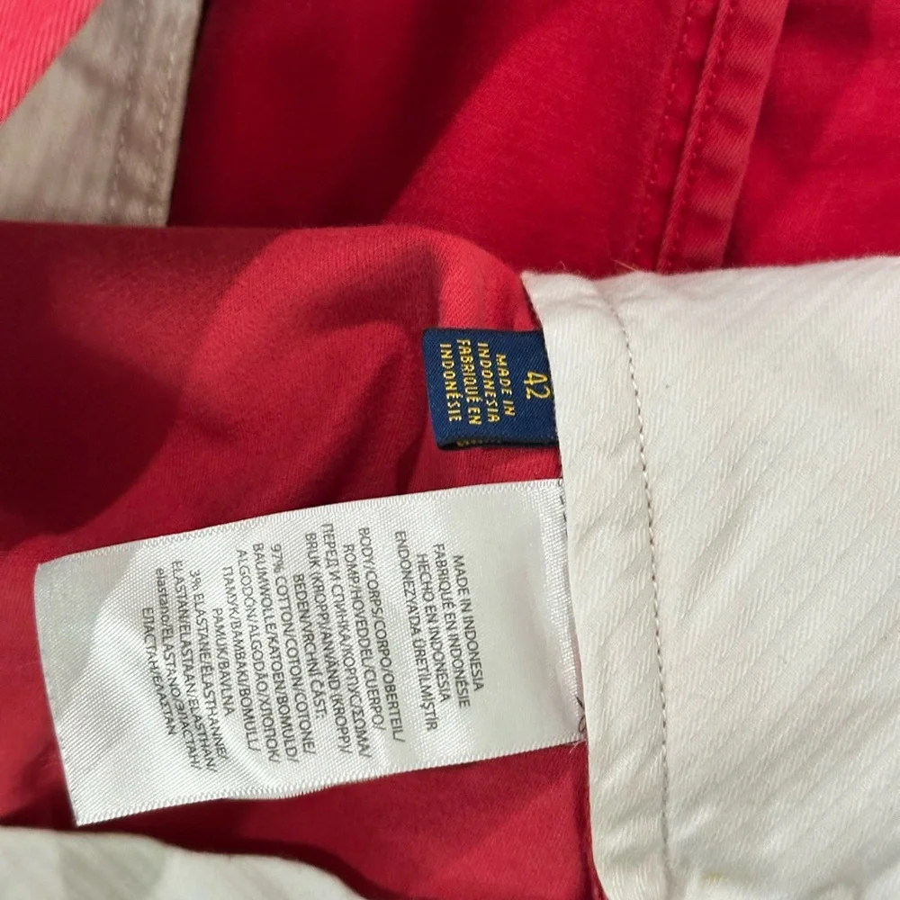 Polo Ralph Lauren Men’s Red Chino Shorts Size 42 Classic Fit Casual Cotton - Picture 3 of 5